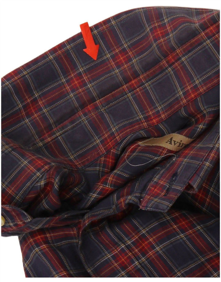 Avirex Chemise en flanelle pour femme en coton à carreaux bleu marine