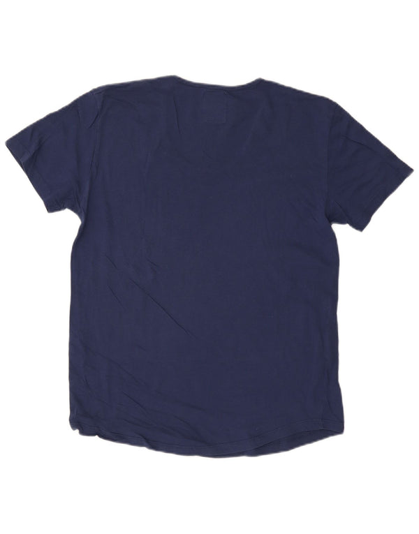 ZARA Femme T-Shirt Top UK 14 Large Bleu Marine Coton