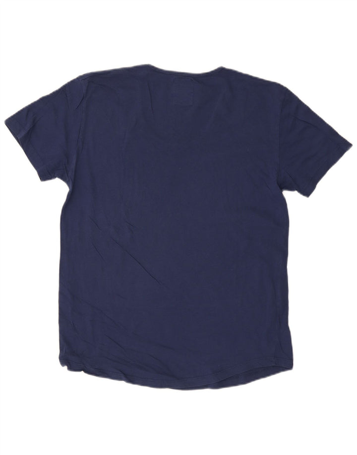 ZARA Femme T-Shirt Top UK 14 Large Bleu Marine Coton