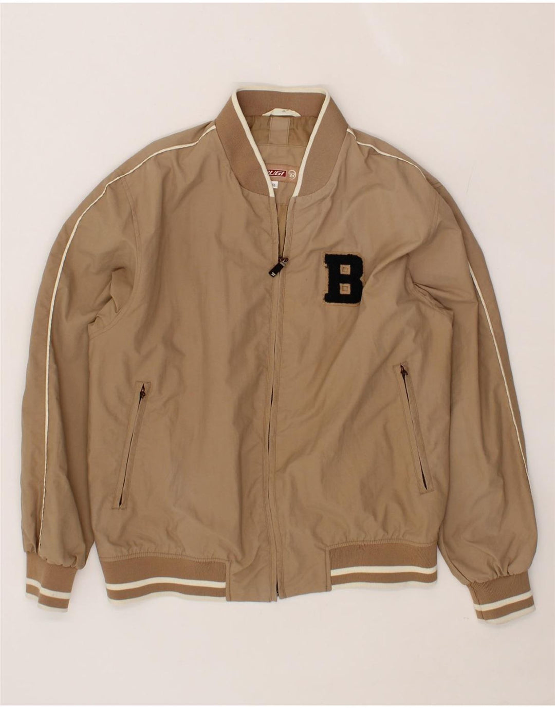 BRUGI Mens Bomber Jacket IT 48 Medium Beige Nylon Vintage Brugi and Second-Hand Brugi from Messina Hembry 