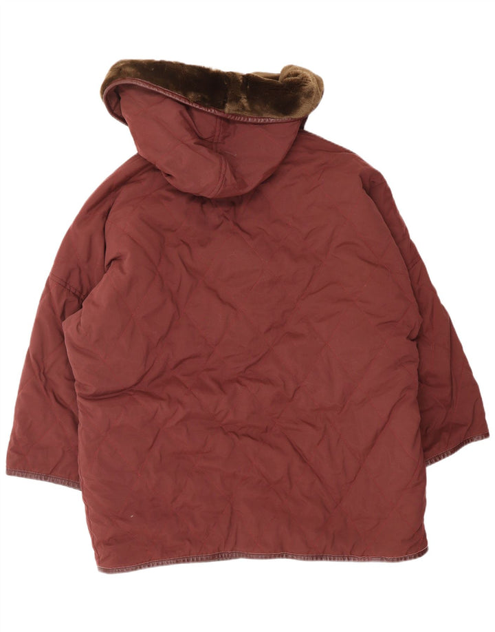 MAX MARA Manteau surdimensionné à capuche pour femme UK 10 Petit Bordeaux