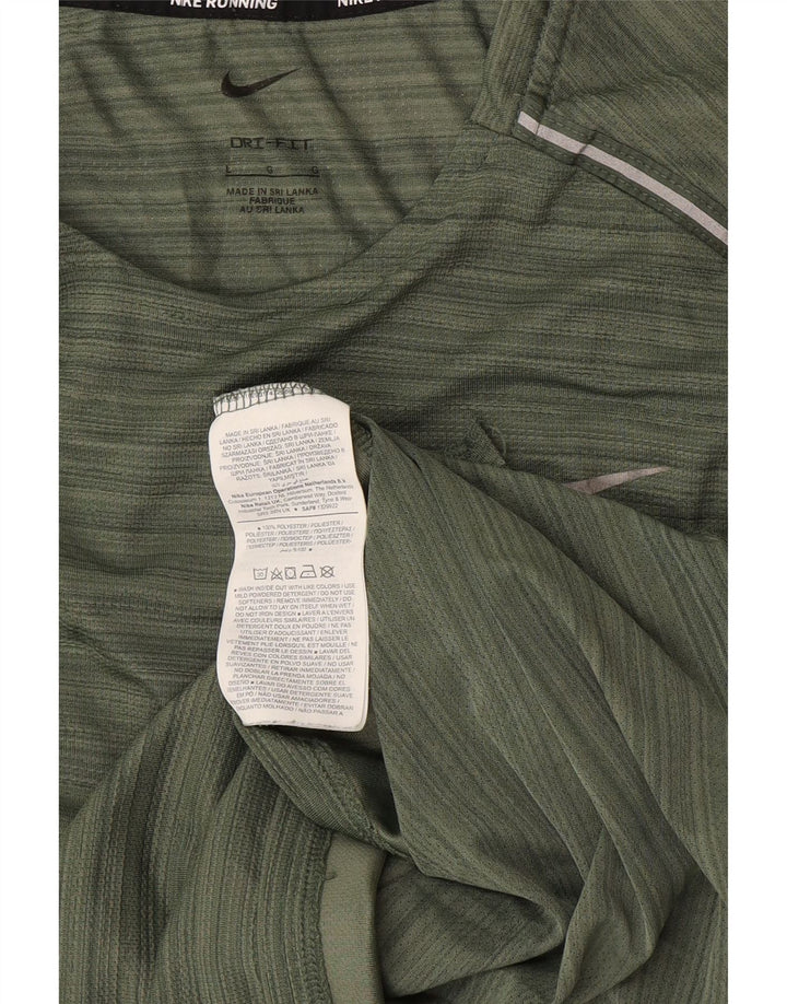 Nike T-shirt Dri Fit pour homme en polyester à fines rayures vertes