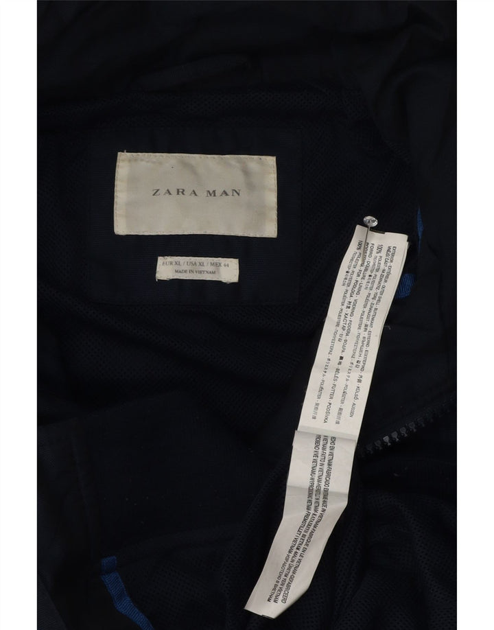 Zara Veste bomber à capuche pour homme UK 42 XL Bleu marine Polyester