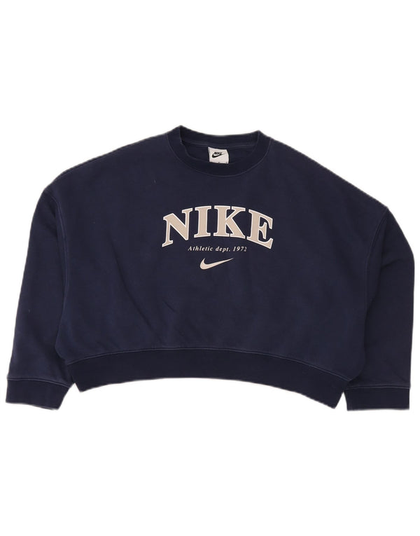 NIKE Sweat-shirt court surdimensionné pour fille 10-11 ans Bleu marine moyen