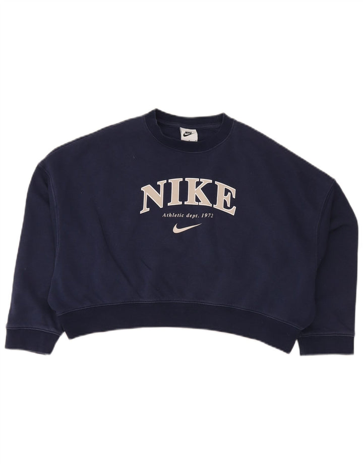 NIKE Sweat-shirt court surdimensionné pour fille 10-11 ans Bleu marine moyen