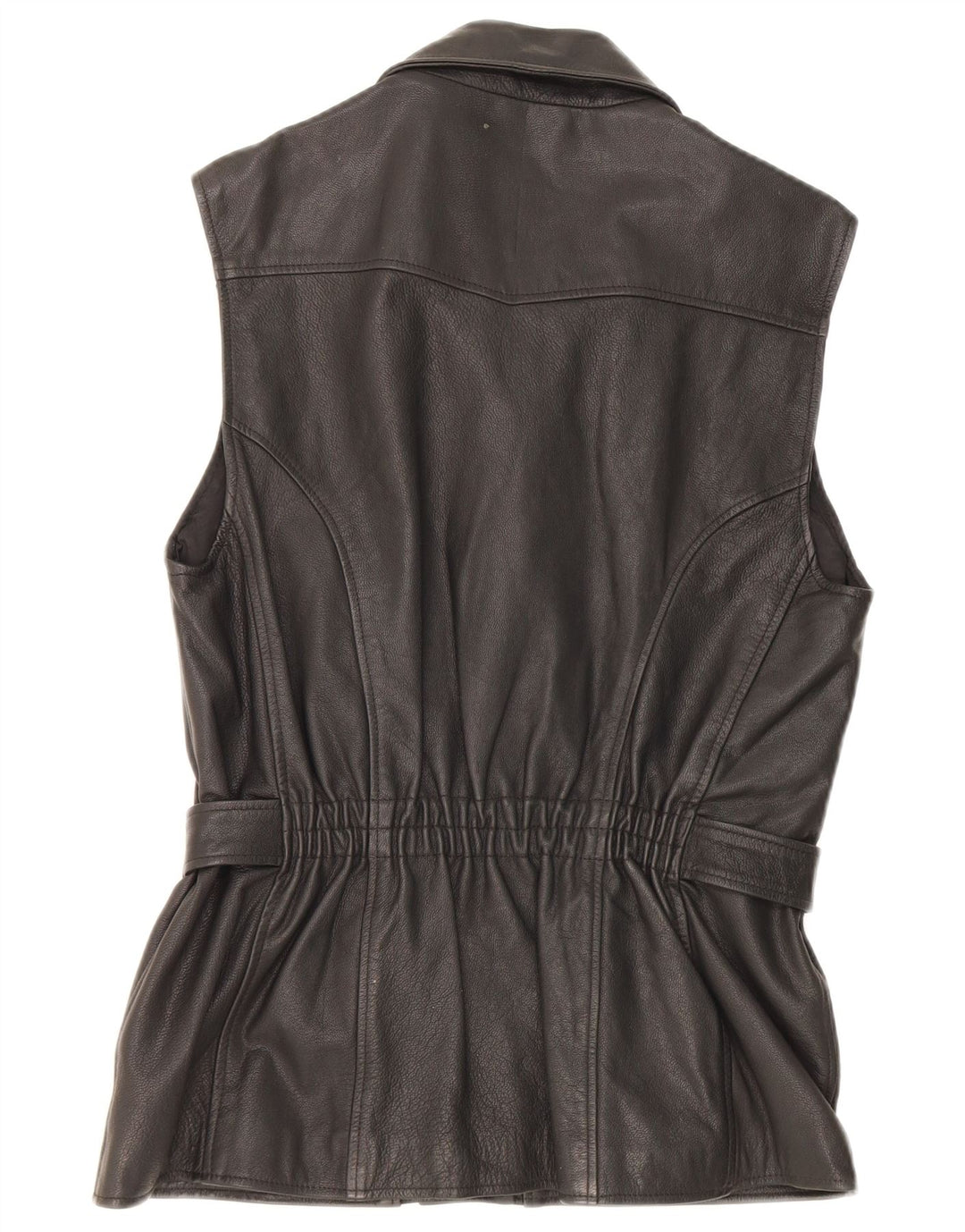 gilet en cuir femme vintage EU 38 Moyen Noir