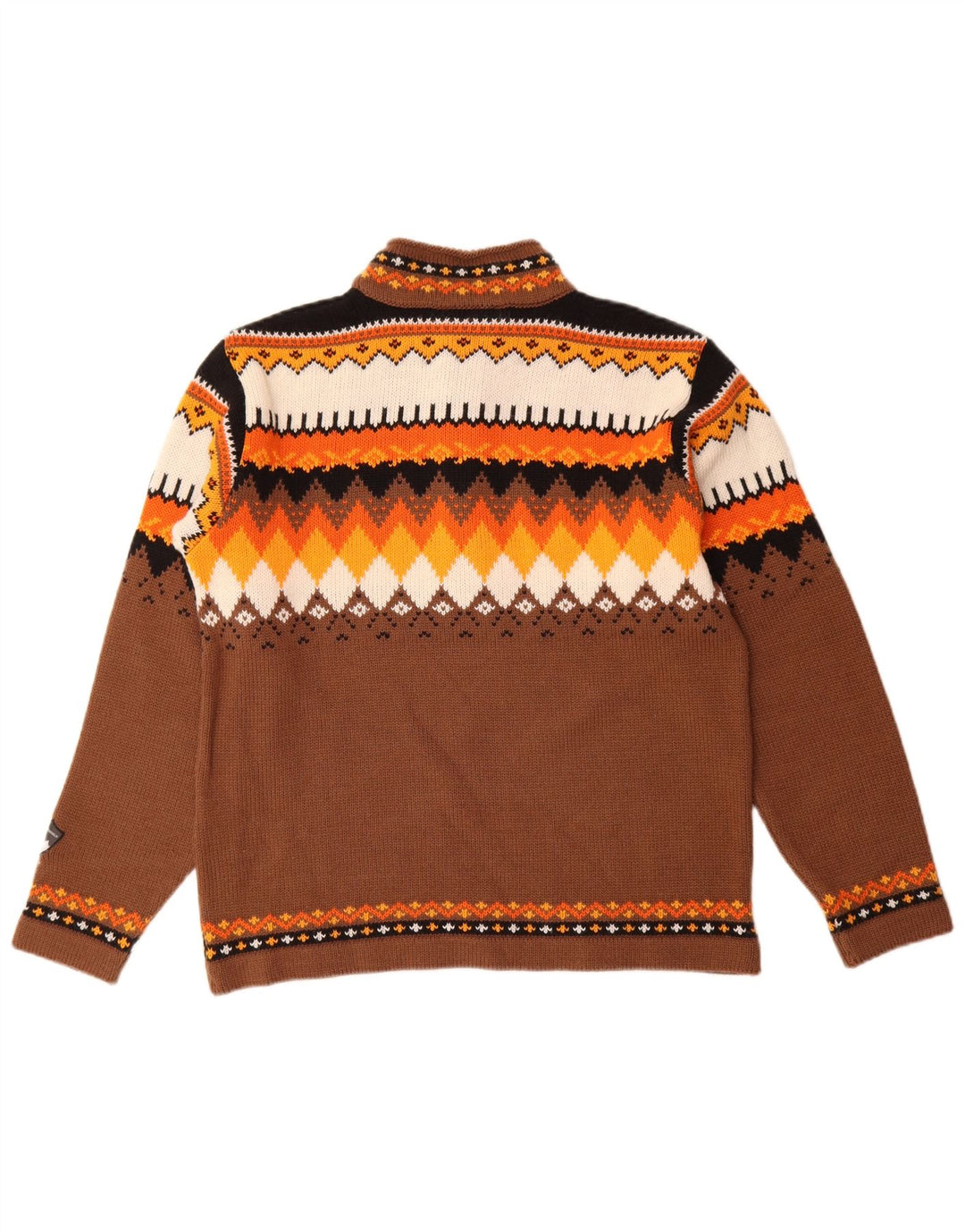 Campagnolo Pull Col Zippé Homme Marron Moyen Laine Géométrique
