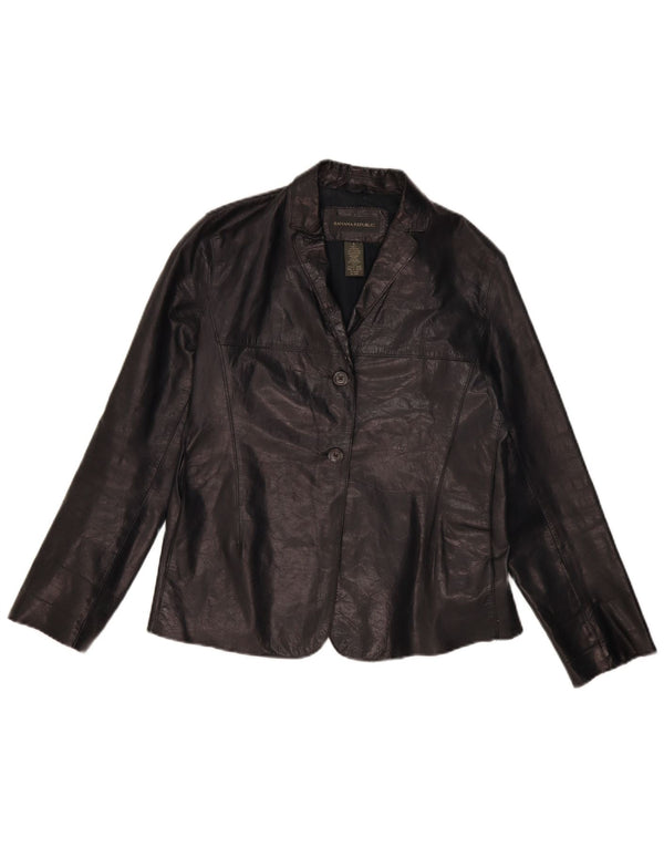 BANANA REPUBLIC Veste blazer à 2 boutons pour femme US 6 en cuir noir moyen