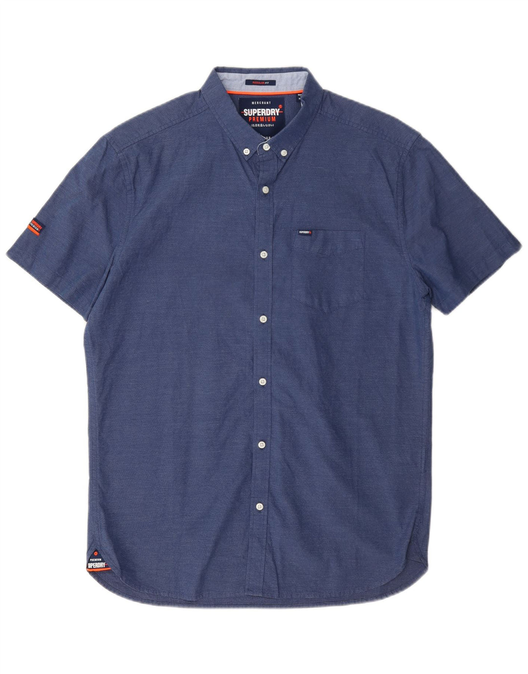 Superdry Chemise à Manches Courtes Regular Fit Homme Bleu Marine Moyen Coton