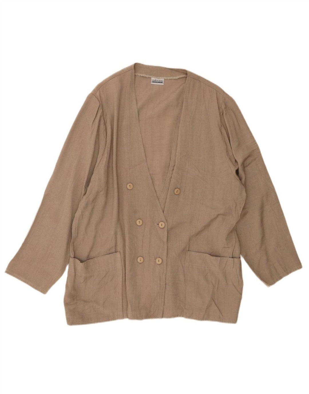VINTAGE Womens Double Breasted Blazer Jacket UK 18 XL Beige Viscose