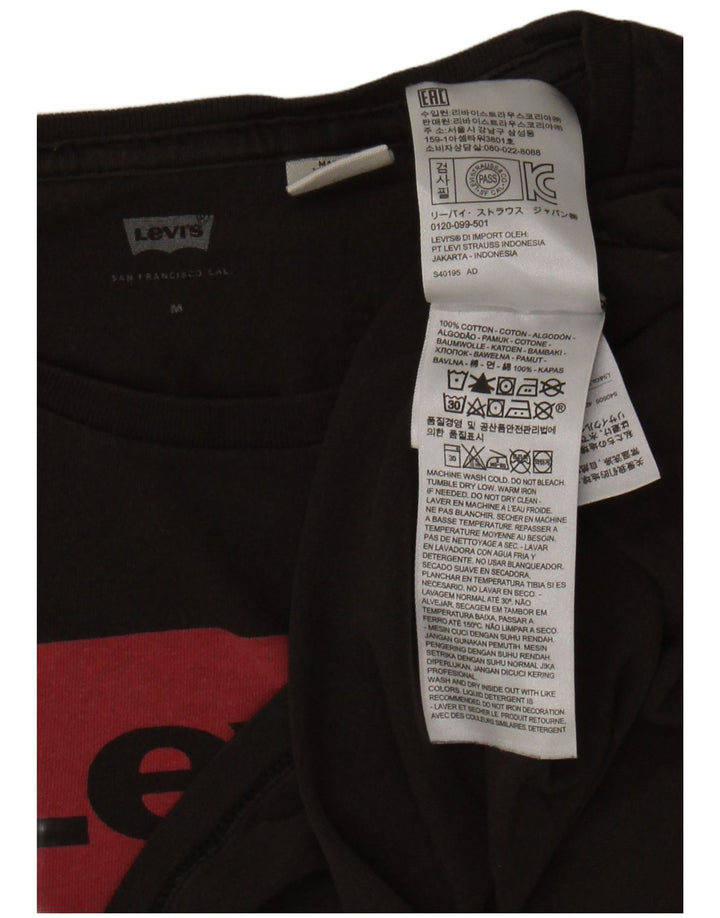LEVI'S Womens Graphic T-Shirt Top UK 12 Medium Black Cotton