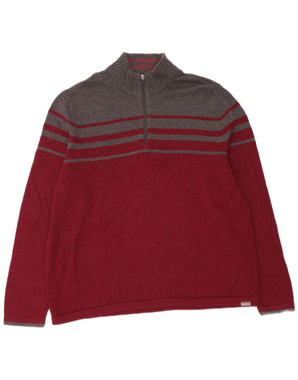 Eddie Bauer Pull à col zippé pour homme XL en coton color block rouge