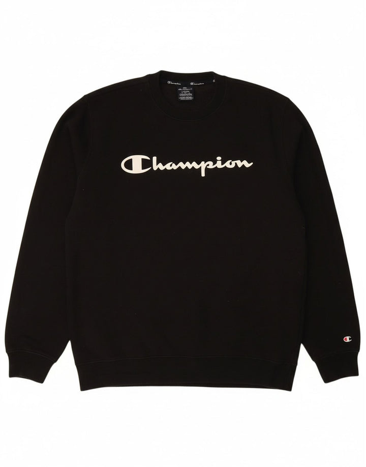 CHAMPION Mens Graphic Sweatshirt Jumper Large Black Cotton