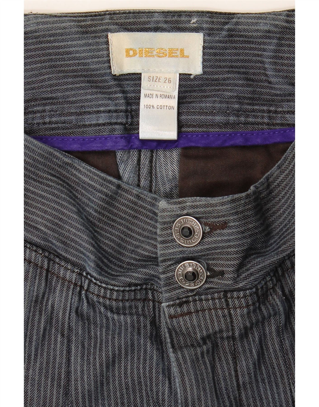 Diesel Hot Pants W26 Petit Coton Rayé Bleu Femme
