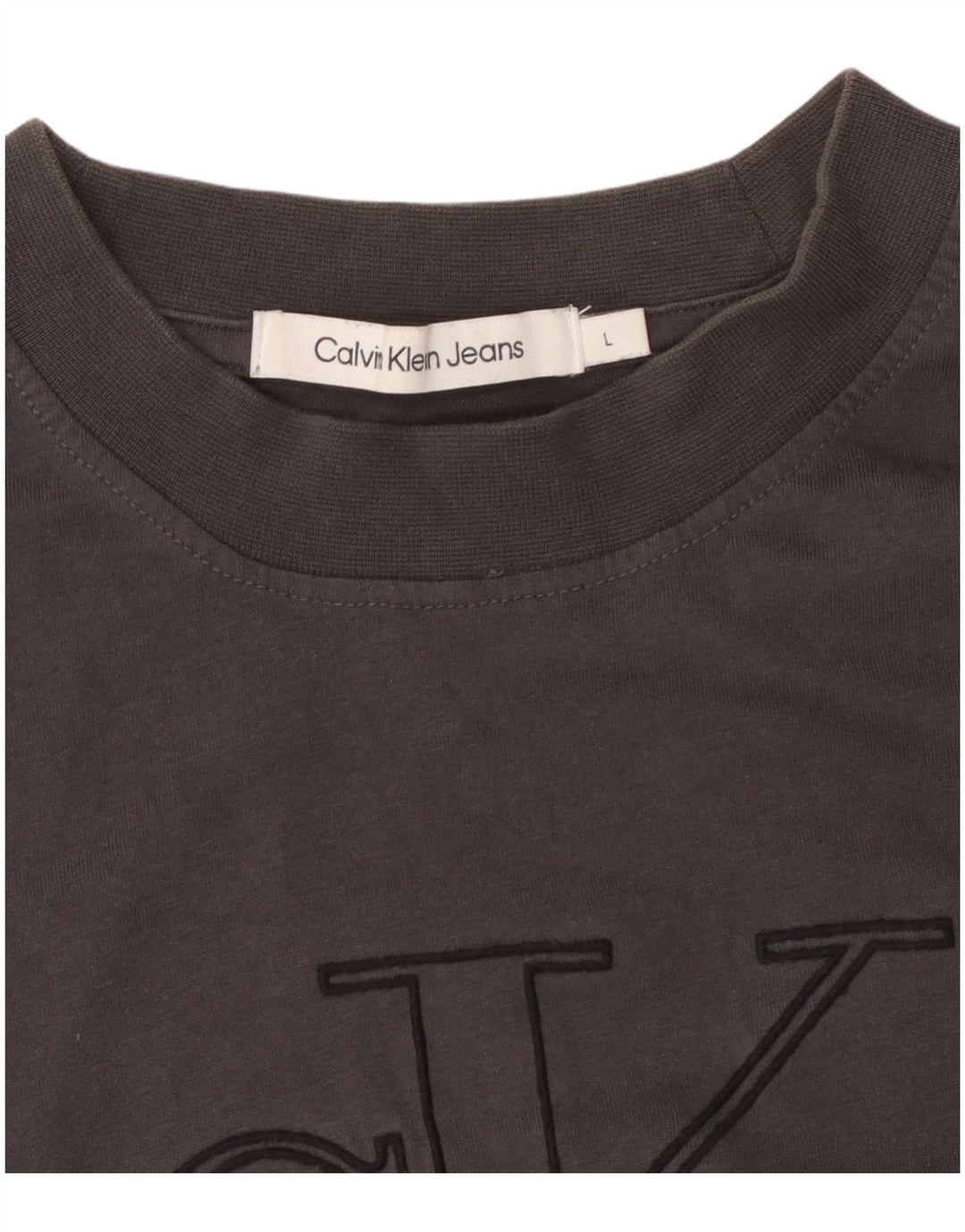 CALVIN KLEIN JEANS T-shirt graphique pour femme UK 14 Large Gris