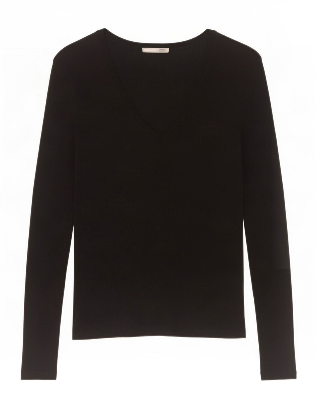 Zara Femme Top Manches Longues UK 12 Moyen Noir