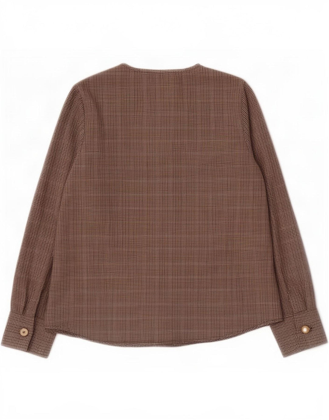 Zara Chemisier à manches longues pour femme UK 10 Petit polyester à chevrons marron