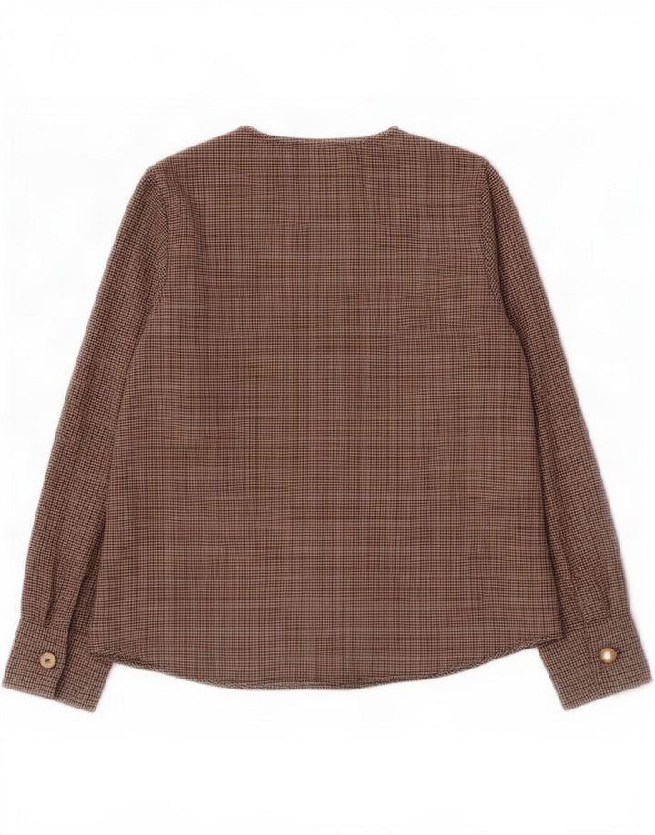 Zara Chemisier à manches longues pour femme UK 10 Petit polyester à chevrons marron
