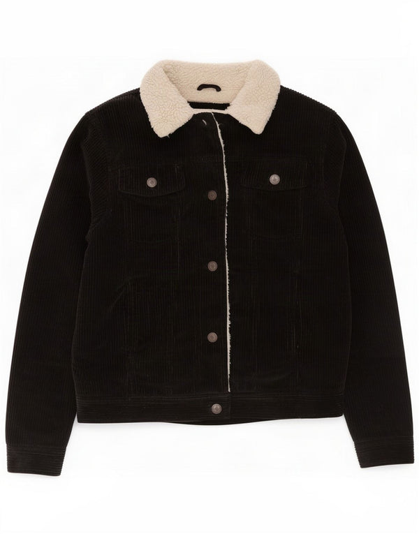 Marks & Spencer Girls Sherpa Corduroy Jacket 13-14 Years Black Colourblock