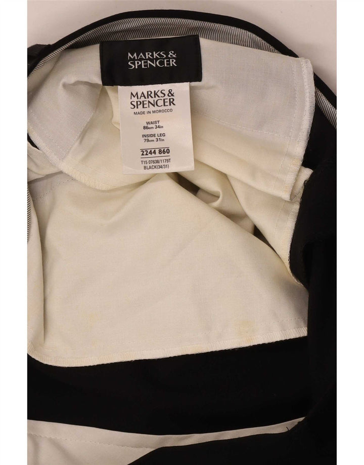 Marks & Spencer Pantalon de costume pour homme W34 L31 Noir Polyester
