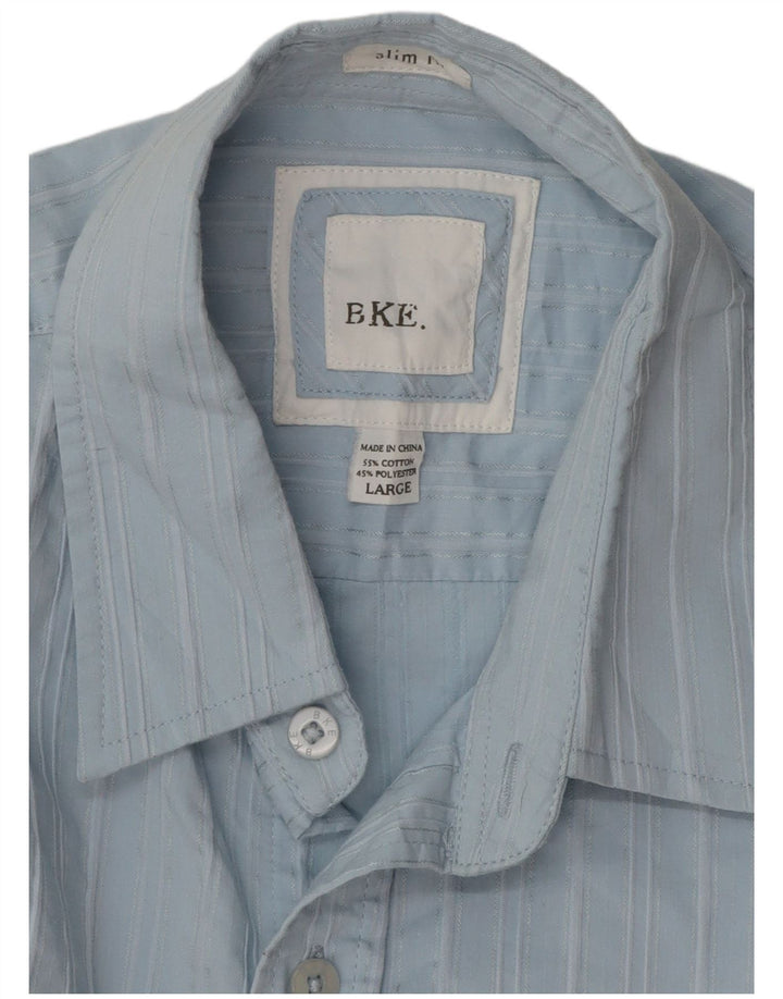 BKE Chemise cintrée pour homme en coton à rayures bleues