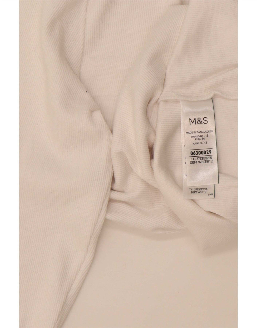 Marks & Spencer Haut à manches longues pour femme UK 16 Large Blanc Coton
