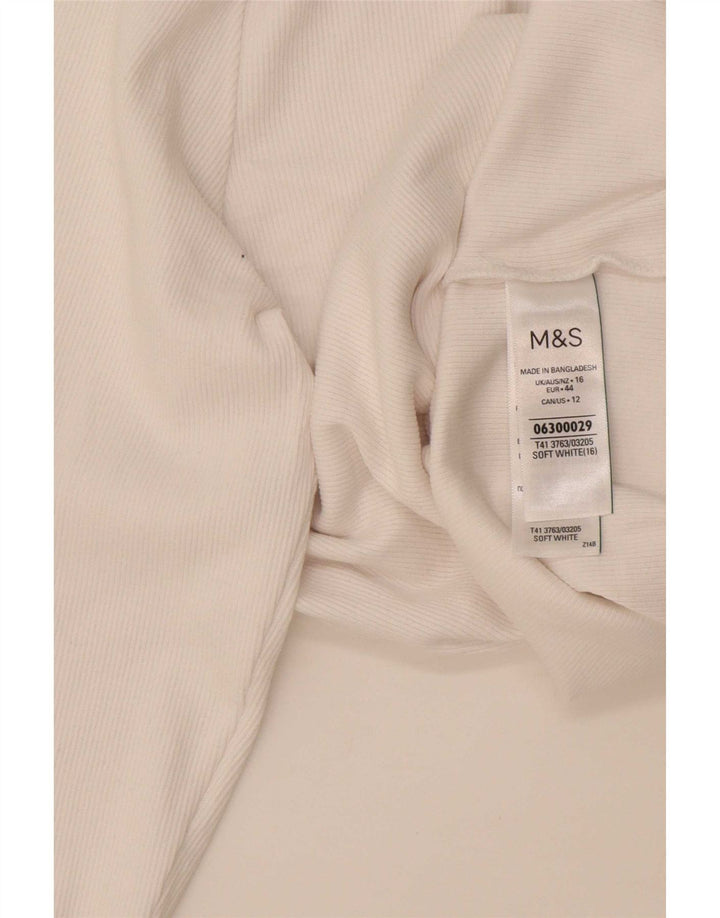 Marks & Spencer Haut à manches longues pour femme UK 16 Large Blanc Coton