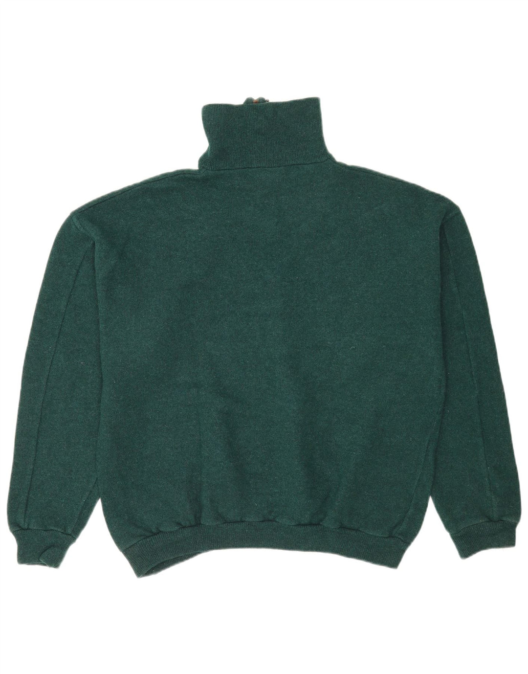 vintage Mens Graphic Zip Neck Jumper Pull Grand Vert