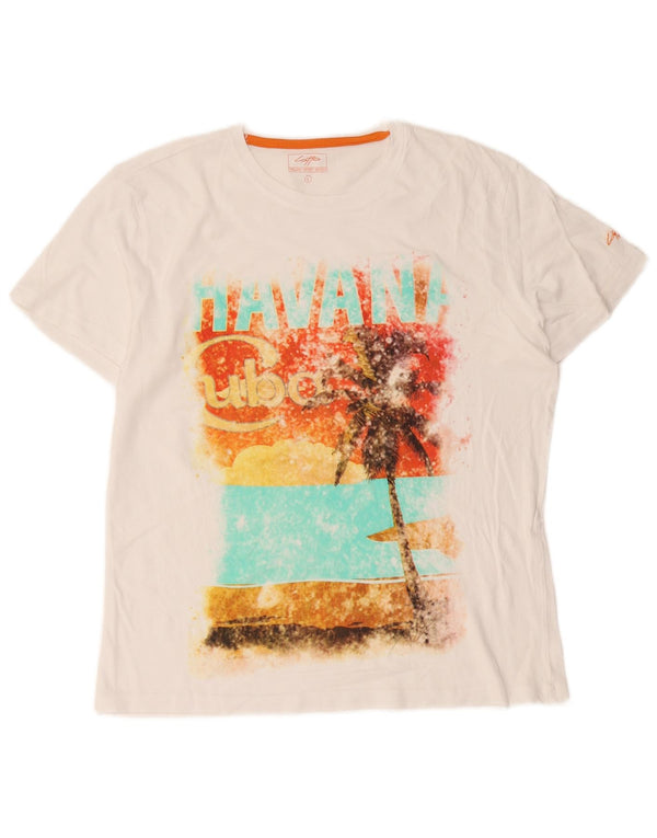 Lotto T-shirt graphique pour femme UK 16 Large Blanc