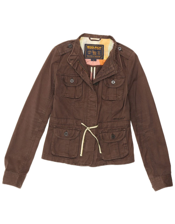 Woolrich Veste militaire pour femme UK 8 Small Marron Coton