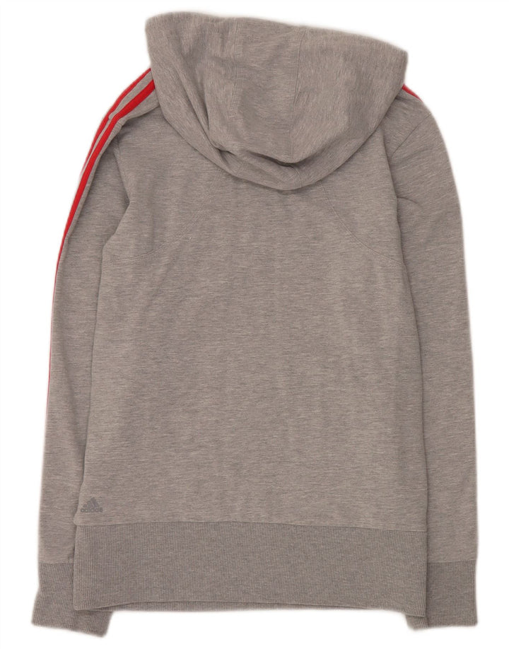 Adidas Pull à capuche graphique pour femme avec col boutonné UK 12 Gris moyen en coton