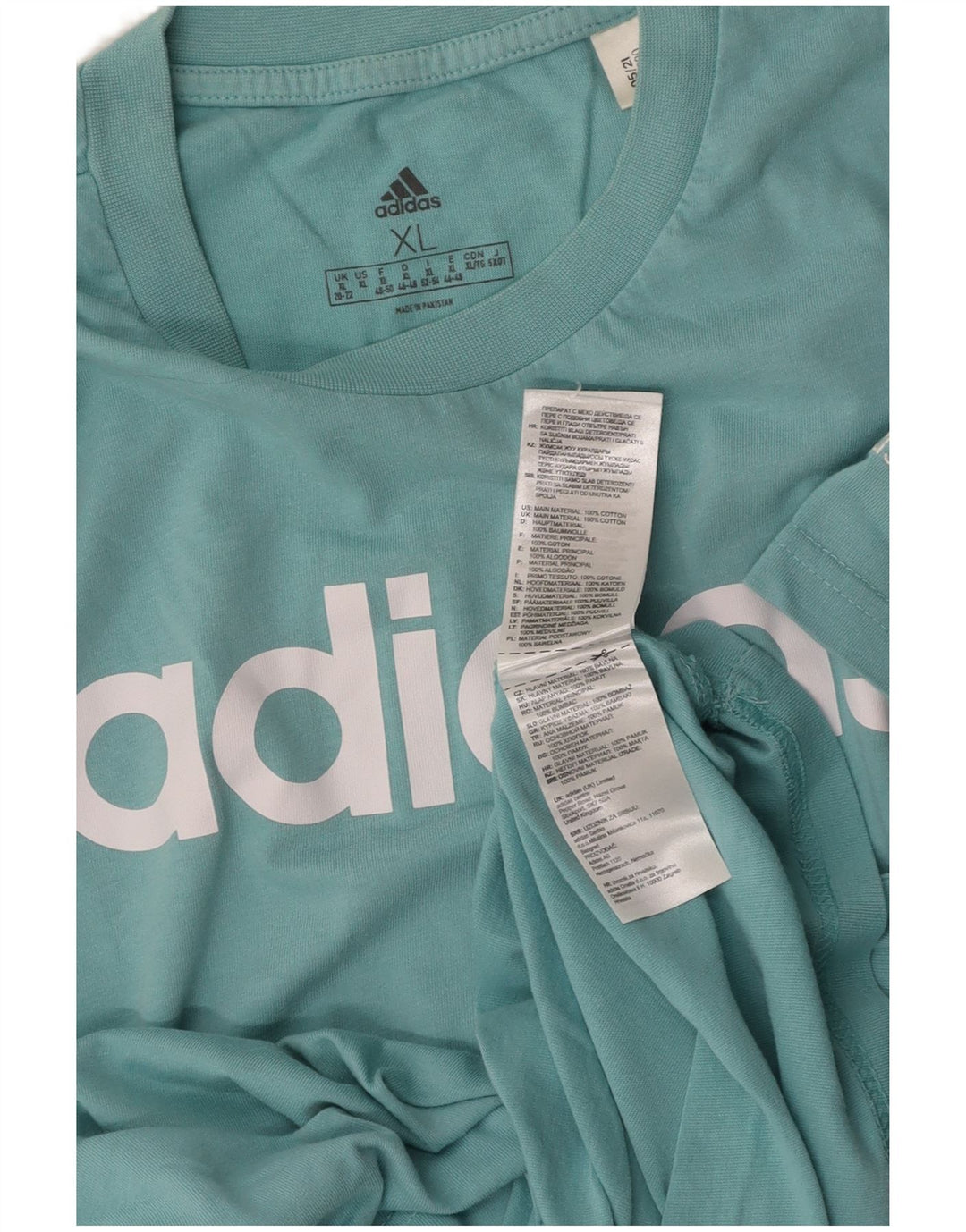 ADIDAS T-shirt graphique pour femme UK 20/22 XL Bleu Coton