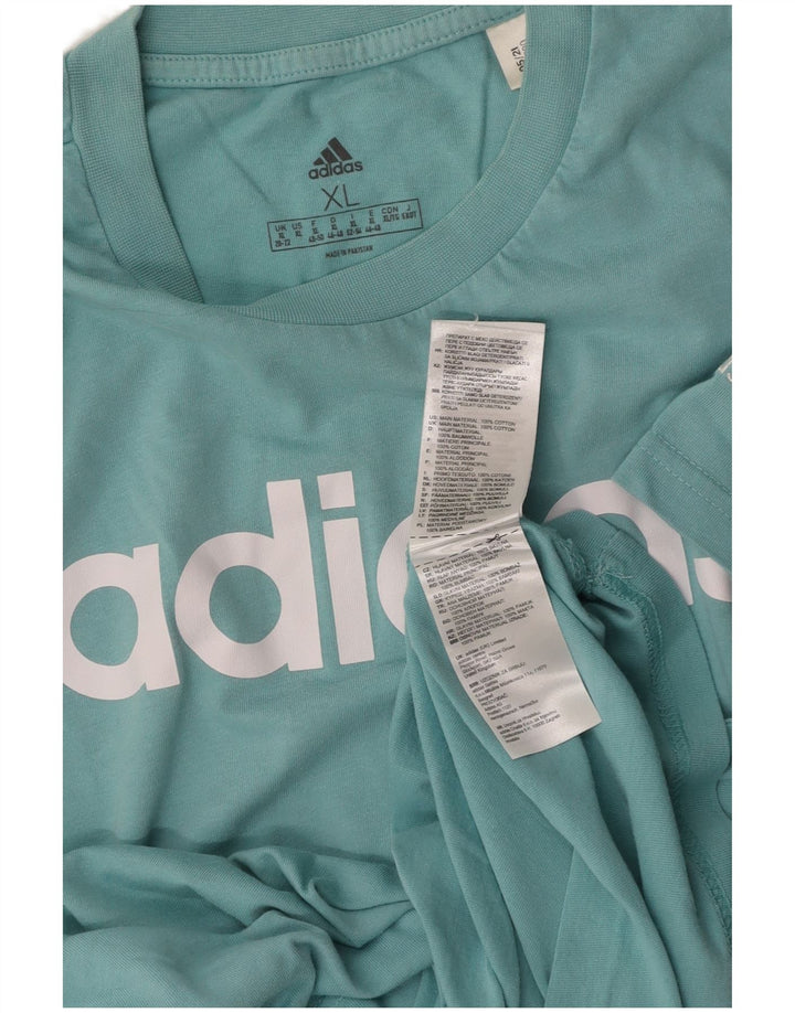 ADIDAS T-shirt graphique pour femme UK 20/22 XL Bleu Coton