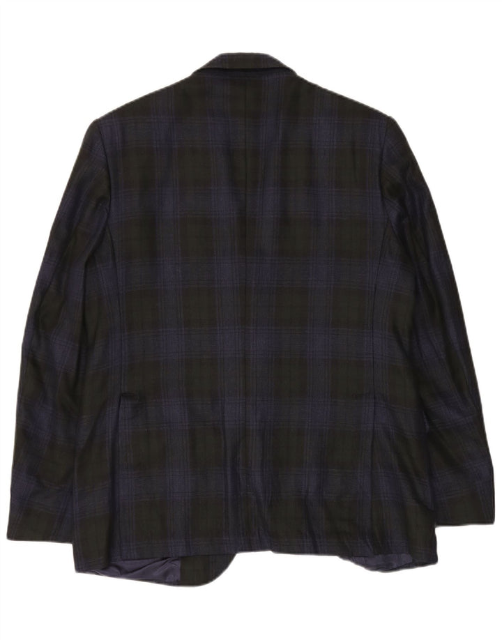 vintage Mens 2 Bouton Blazer Veste Moyen Bleu Marine Check