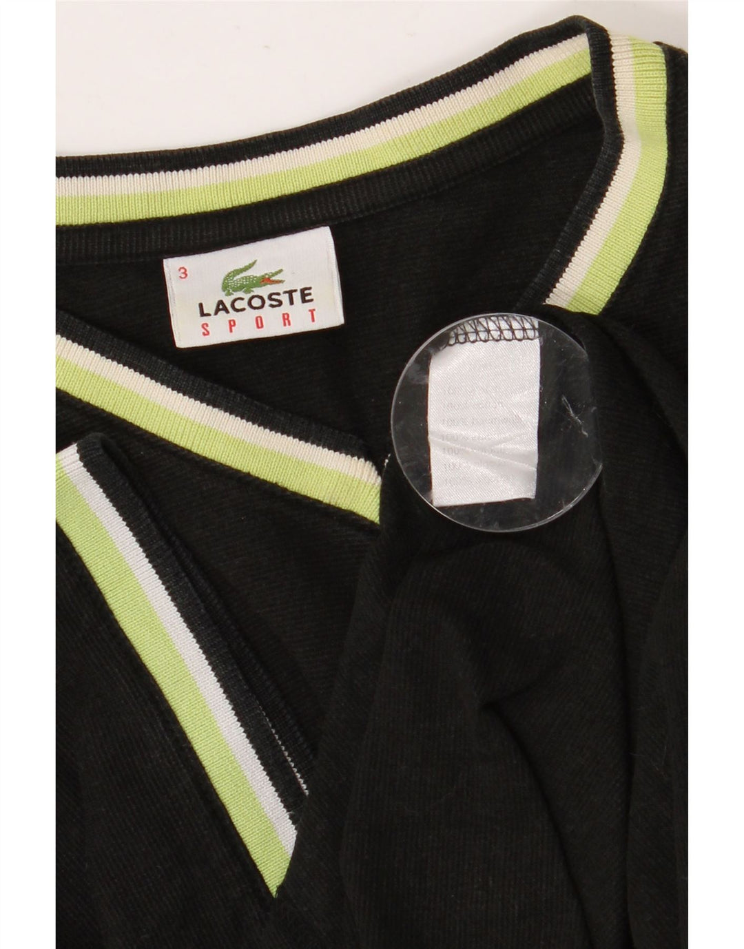 LACOSTE T-Shirt Homme Top Taille 3 Petit Coton Noir