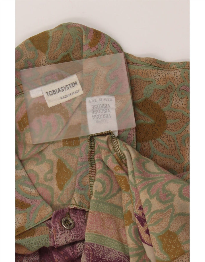 vintage Homme Manches Courtes Pull Chemise IT 52 Grand Floral Multicolore