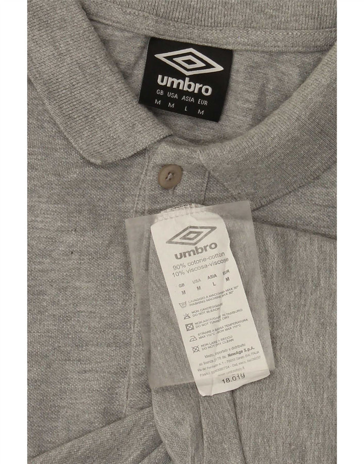 UMBRO Polo à Manches Longues Homme Gris Moyen Coton