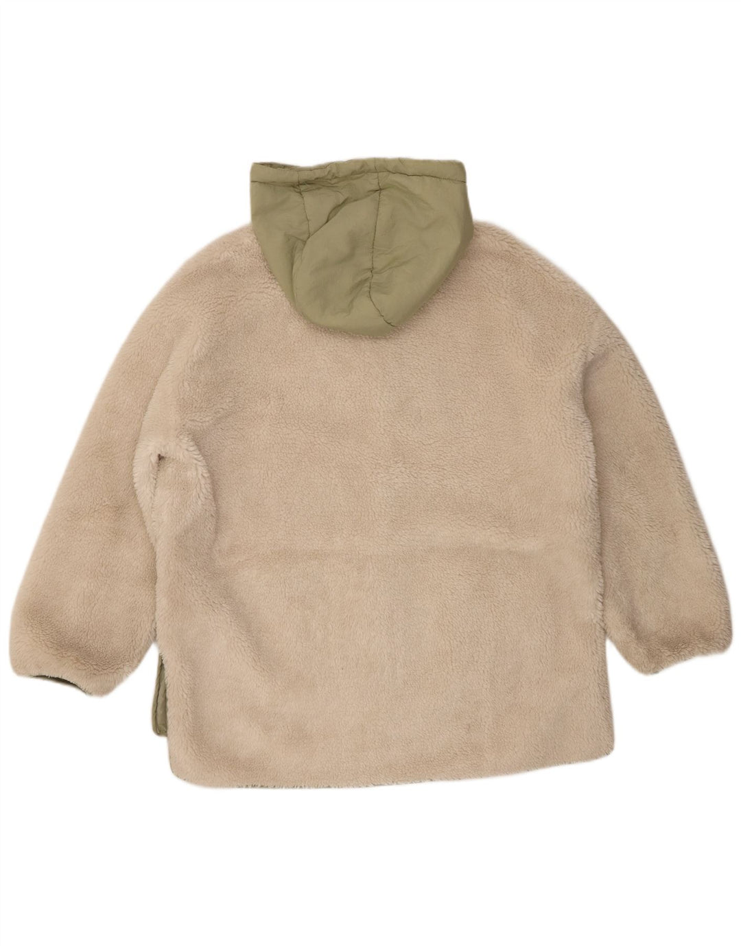 Zara Veste coupe-vent à capuche surdimensionnée pour femme UK 10 Small Beige