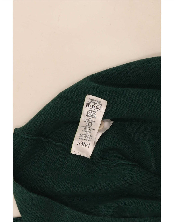 Marks & Spencer Pull à col polo pour homme Petit Vert Colorblock