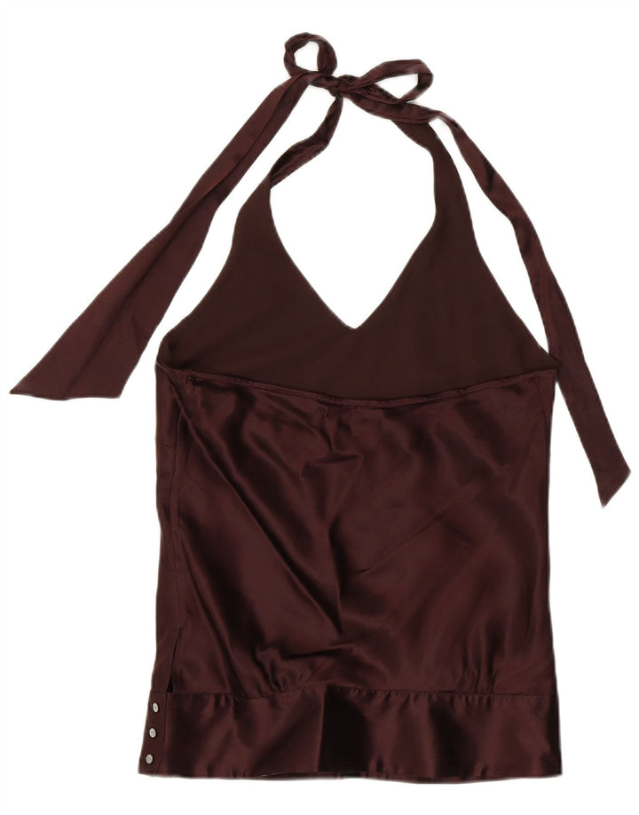 COAST Haut dos nu pour femme UK 10 Petite soie marron