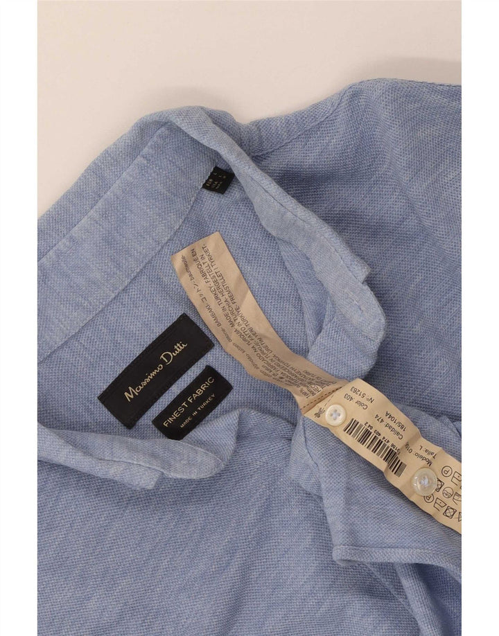 Massimo Dutti Chemise Homme Large Bleu Coton