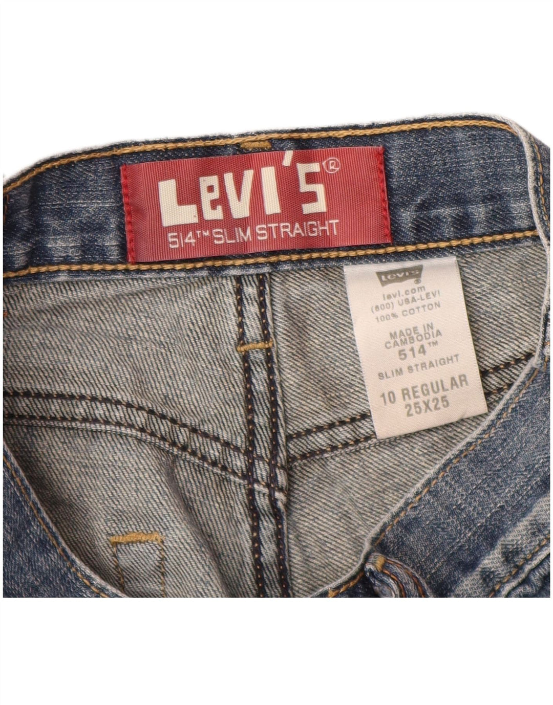 LEVI'S Jean Slim Droit Garçon 514 9-10 Ans W25 L25 Bleu Coton
