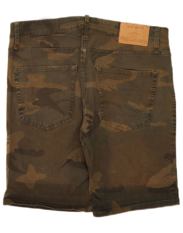 Jack & Jones Mens Regular Casual Shorts Medium W32  Khaki Camouflage Cotton