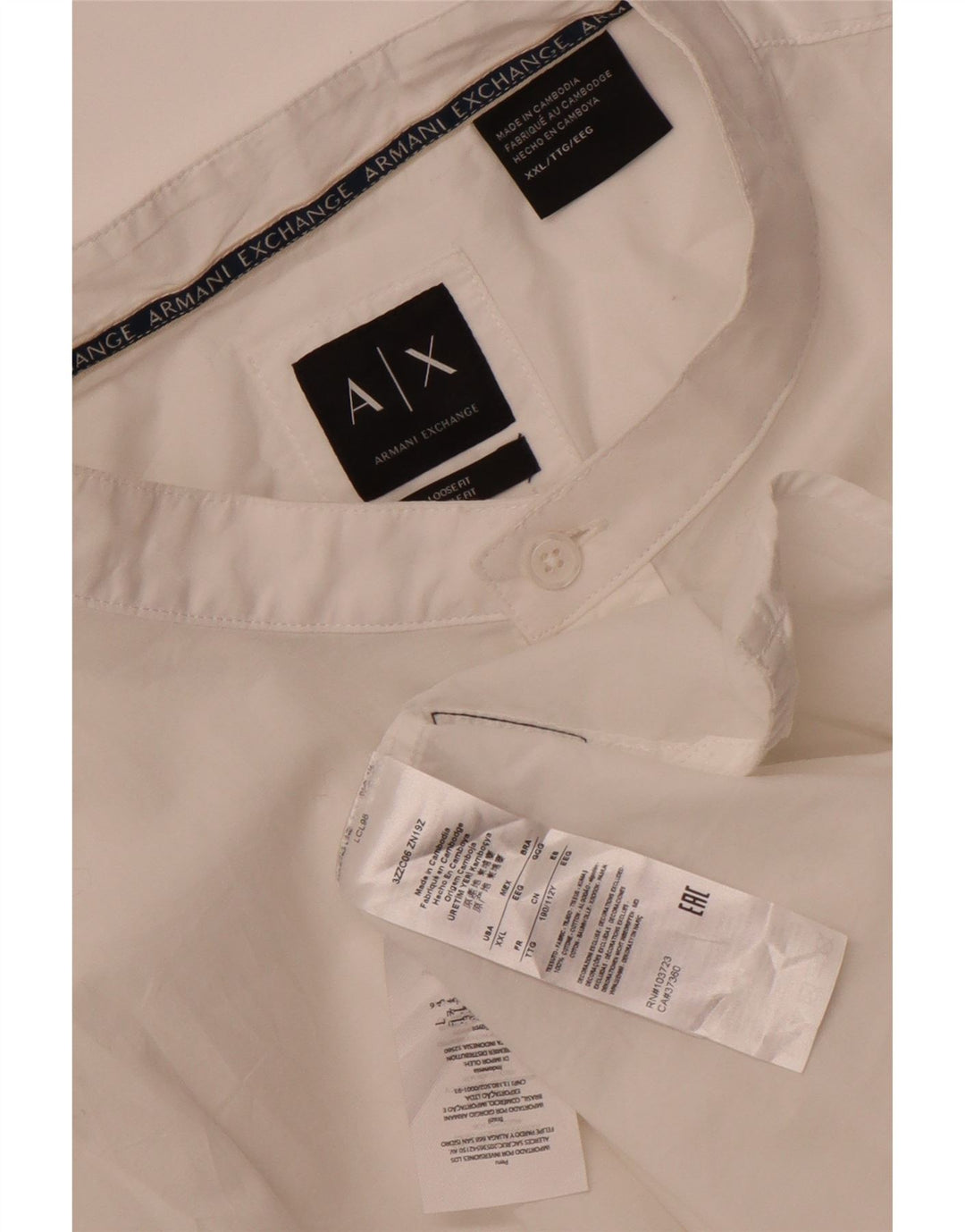 Armani Exchange Chemise ample pour homme 2XL en coton blanc