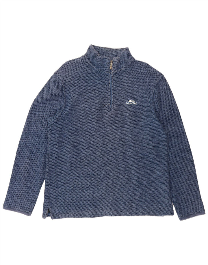 Weird Fish Sweat-Shirt Col Zippé Homme Bleu Moyen Coton