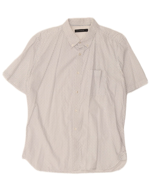 French Connection Chemise à Manches Courtes Homme Grand Blanc Floral Coton