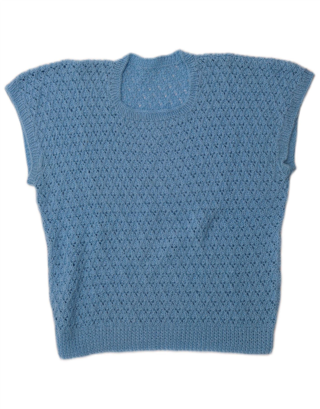 VINTAGE Femme Gilet Débardeur UK 14 Bleu Moyen