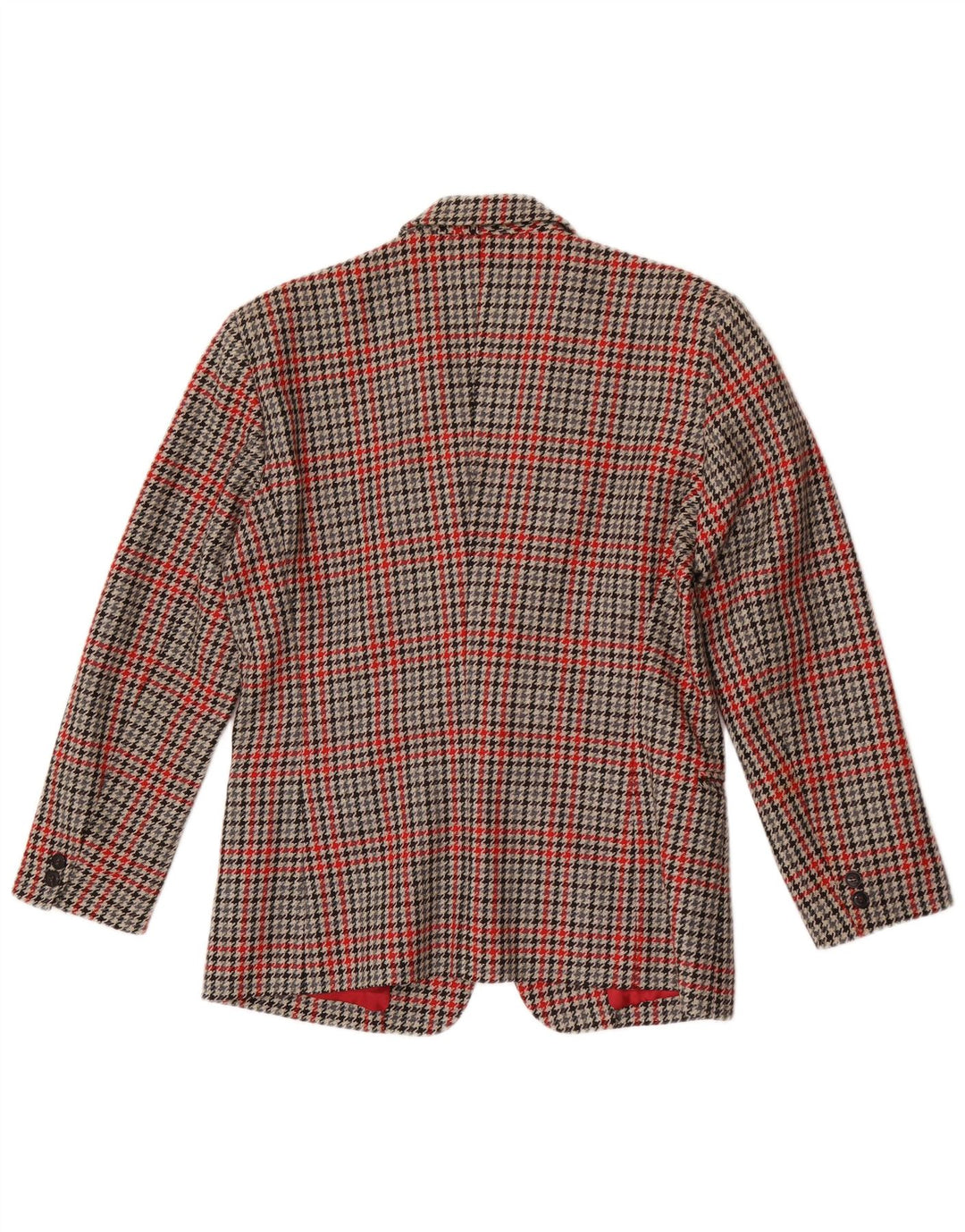 vintage Homme 1 Bouton Blazer Veste UK 38 Moyen Rouge Pied-de-poule Laine