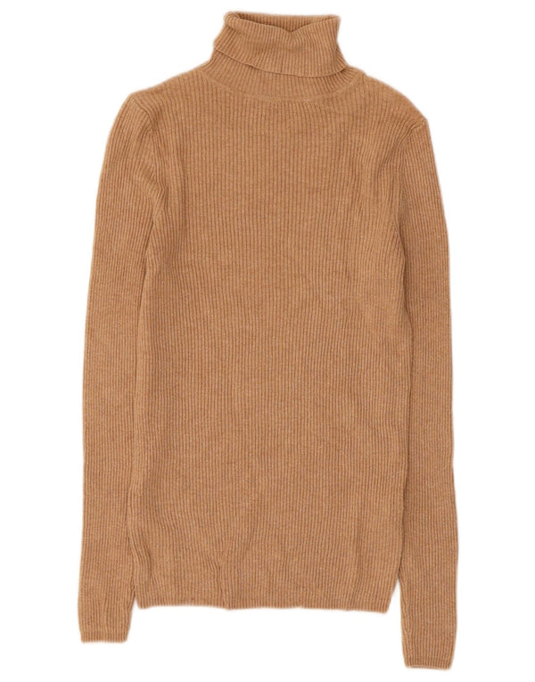 Marks & Spencer Pull col roulé pour femme UK 10 Small Marron Viscose