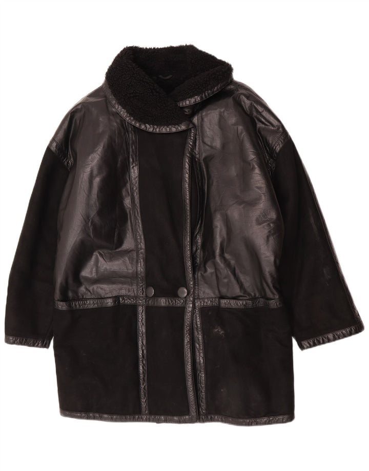 Skinni Manteau surdimensionné en peau de mouton pour femme IT 40 Petite peau de mouton noire